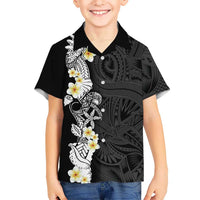Black Samoa Tattoo Family Matching Mermaid Dress and Hawaiian Shirt Plumeria Samoan Ocean Tatau Pattern LT14 Son's Shirt Black - Polynesian Pride