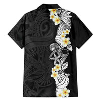 Black Samoa Tattoo Family Matching Short Sleeve Bodycon Dress and Hawaiian Shirt Plumeria Samoan Ocean Tatau Pattern LT14 - Polynesian Pride