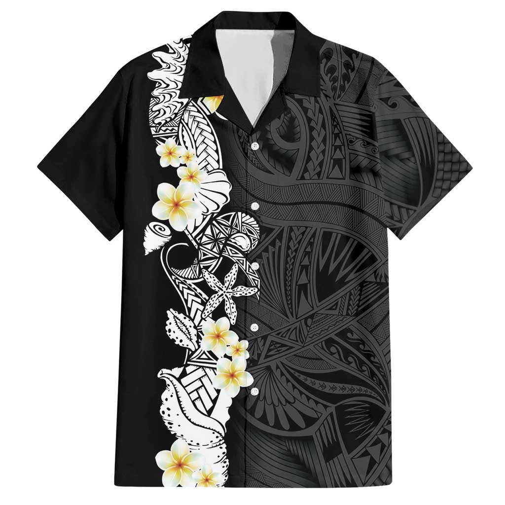 Black Samoa Tattoo Hawaiian Shirt Plumeria Samoan Ocean Tatau Pattern - Polynesian Pride