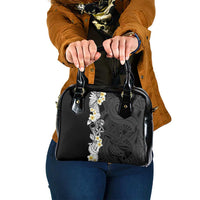 Black Samoa Tattoo Shoulder Handbag Plumeria Samoan Ocean Tatau Pattern - Polynesian Pride