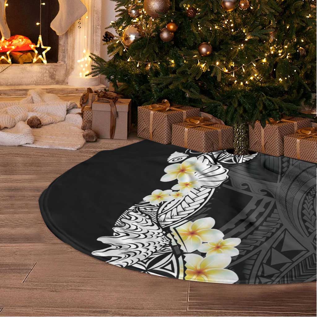 Black Samoa Tattoo Tree Skirt Plumeria Samoan Ocean Tatau Pattern - Polynesian Pride