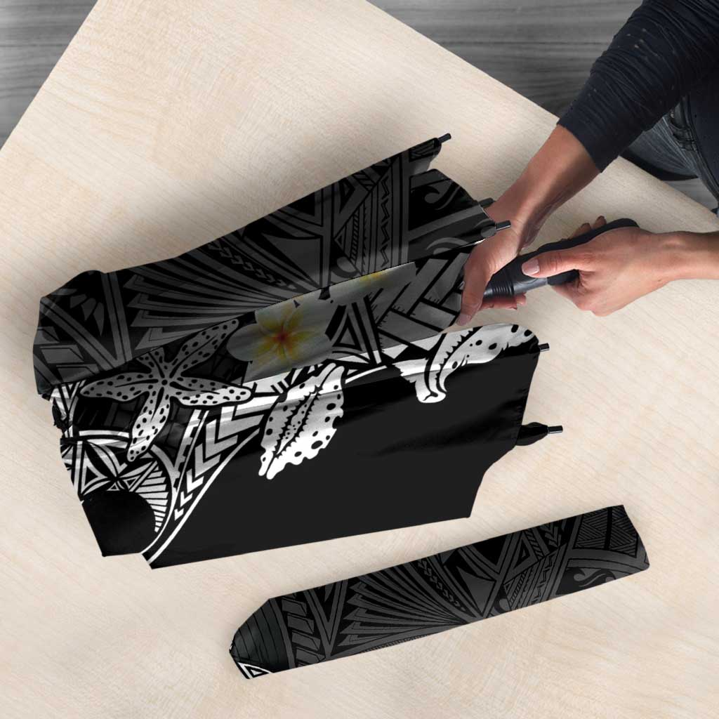 Black Samoa Tattoo Umbrella Plumeria Samoan Ocean Tatau Pattern - Polynesian Pride