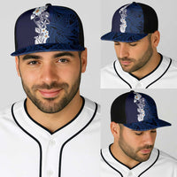 Blue Samoa Tattoo Baseball Net Cap Plumeria Samoan Ocean Tatau Pattern - Polynesian Pride