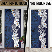 Blue Samoa Tattoo Door Cover Plumeria Samoan Ocean Tatau Pattern - Polynesian Pride