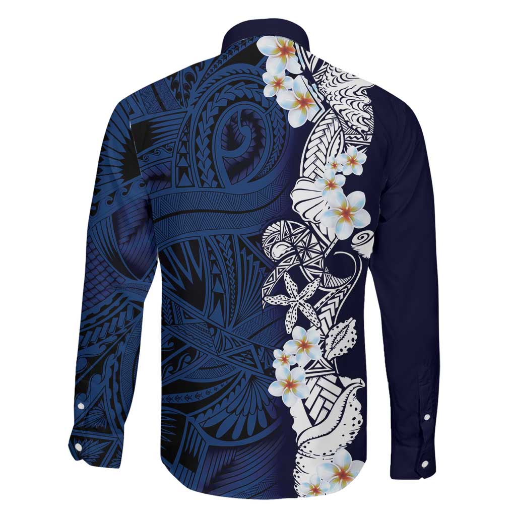 Blue Samoa Tattoo Family Matching Tank Maxi Dress and Hawaiian Shirt Plumeria Samoan Ocean Tatau Pattern LT14 - Polynesian Pride