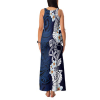 Blue Samoa Tattoo Family Matching Tank Maxi Dress and Hawaiian Shirt Plumeria Samoan Ocean Tatau Pattern LT14 - Polynesian Pride