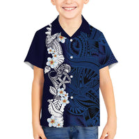 Blue Samoa Tattoo Family Matching Tank Maxi Dress and Hawaiian Shirt Plumeria Samoan Ocean Tatau Pattern LT14 Son's Shirt Blue - Polynesian Pride