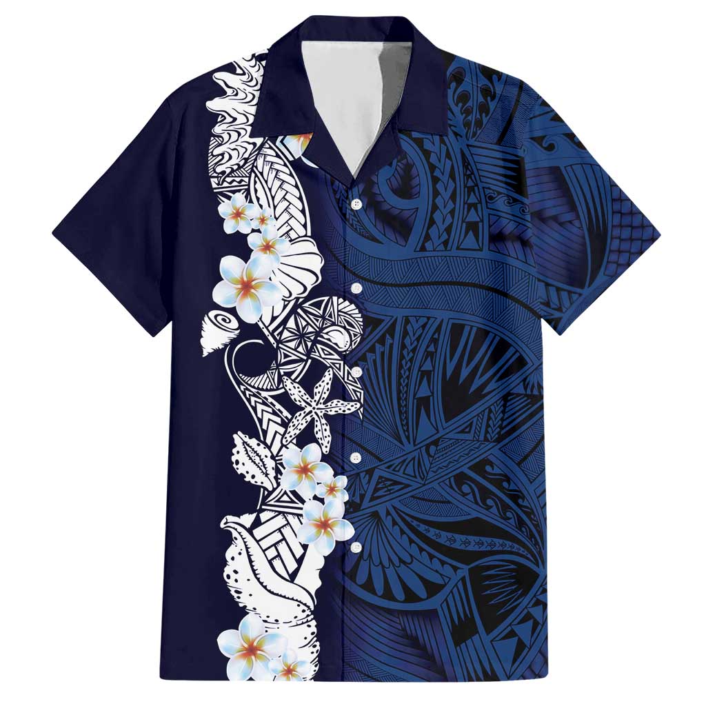 Blue Samoa Tattoo Hawaiian Shirt Plumeria Samoan Ocean Tatau Pattern - Polynesian Pride