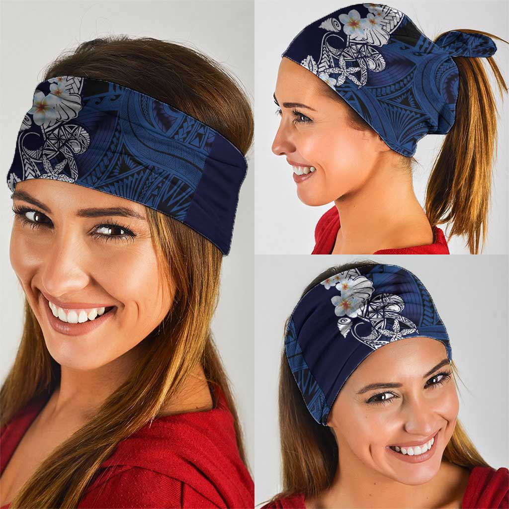 Blue Samoa Tattoo Neck Gaiter Plumeria Samoan Ocean Tatau Pattern - Polynesian Pride