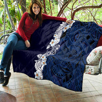 Blue Samoa Tattoo Quilt Plumeria Samoan Ocean Tatau Pattern - Polynesian Pride