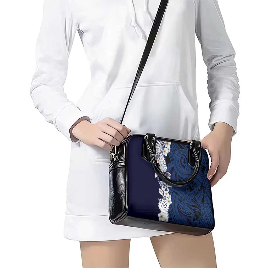 Blue Samoa Tattoo Shoulder Handbag Plumeria Samoan Ocean Tatau Pattern - Polynesian Pride