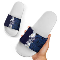 Blue Samoa Tattoo Slide Sandals Plumeria Samoan Ocean Tatau Pattern LT14 - Polynesian Pride