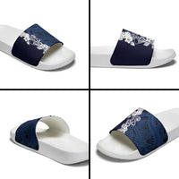 Blue Samoa Tattoo Slide Sandals Plumeria Samoan Ocean Tatau Pattern LT14 - Polynesian Pride