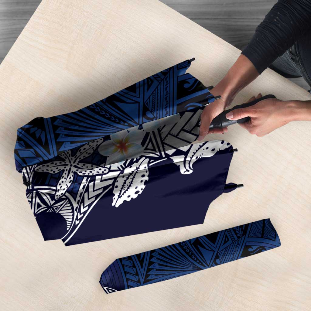 Blue Samoa Tattoo Umbrella Plumeria Samoan Ocean Tatau Pattern LT14 - Polynesian Pride