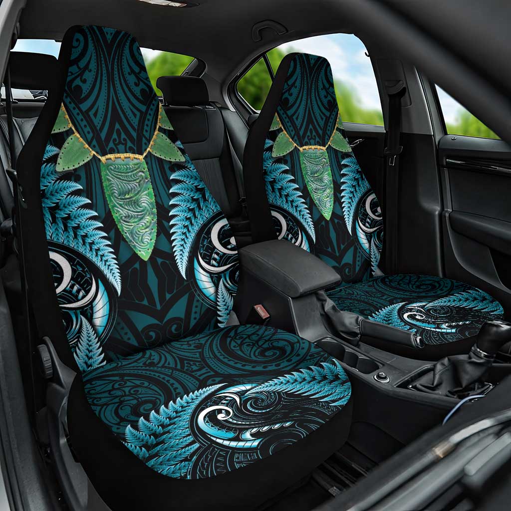 Aotearoa Pounamu Niho Car Seat Cover Silver Fern Mix Maori Pattern - Turquoise LT14 One Size Turquoise - Polynesian Pride