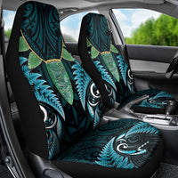Aotearoa Pounamu Niho Car Seat Cover Silver Fern Mix Maori Pattern - Turquoise LT14 - Polynesian Pride