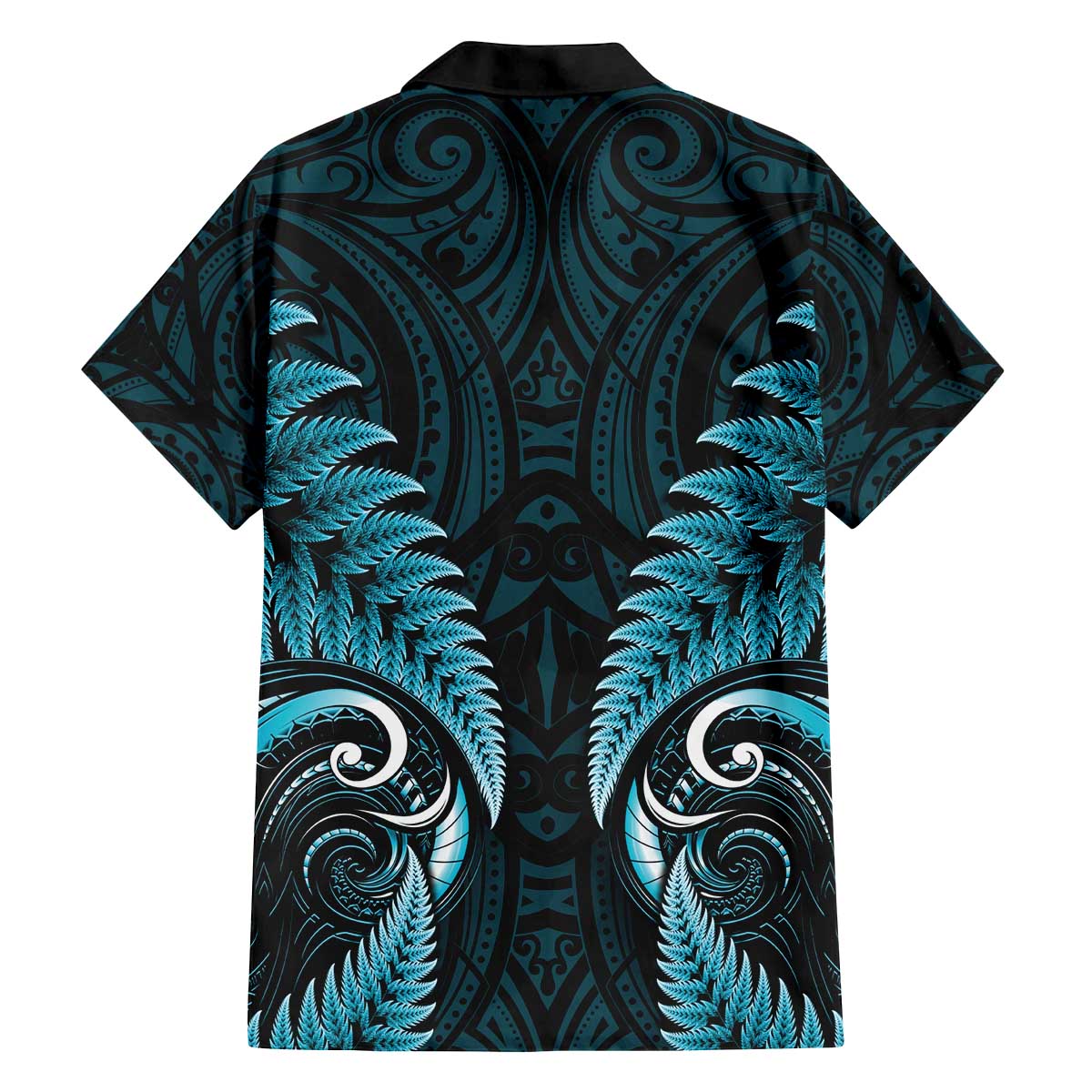 Aotearoa Pounamu Niho Family Matching Off The Shoulder Long Sleeve Dress and Hawaiian Shirt Silver Fern Mix Maori Pattern - Turquoise LT14 - Polynesian Pride