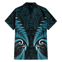 Aotearoa Pounamu Niho Family Matching Short Sleeve Bodycon Dress and Hawaiian Shirt Silver Fern Mix Maori Pattern - Turquoise LT14 - Polynesian Pride