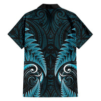 Aotearoa Pounamu Niho Family Matching Tank Maxi Dress and Hawaiian Shirt Silver Fern Mix Maori Pattern - Turquoise LT14 - Polynesian Pride