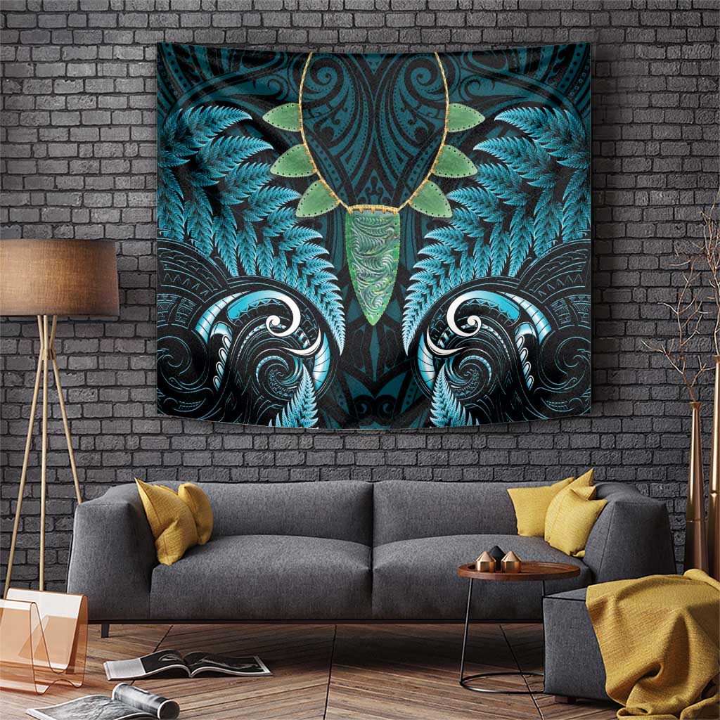 Aotearoa Pounamu Niho Tapestry Silver Fern Mix Maori Pattern - Turquoise LT14 Turquoise - Polynesian Pride
