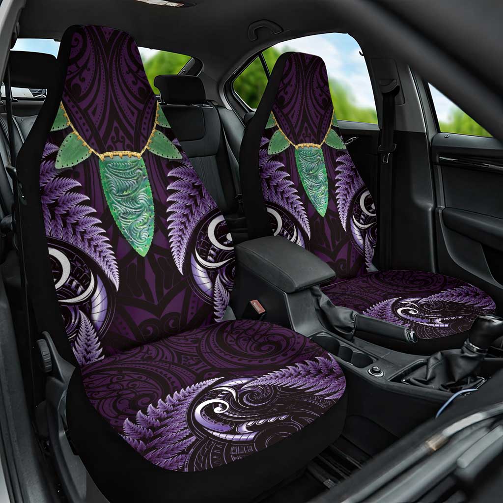 Aotearoa Pounamu Niho Car Seat Cover Silver Fern Mix Maori Pattern - Purple LT14 One Size Purple - Polynesian Pride