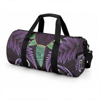 Aotearoa Pounamu Niho Duffle Bag Silver Fern Mix Maori Pattern - Purple LT14 - Polynesian Pride