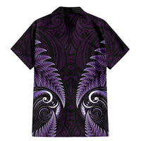 Aotearoa Pounamu Niho Family Matching Mermaid Dress and Hawaiian Shirt Silver Fern Mix Maori Pattern - Purple LT14 - Polynesian Pride