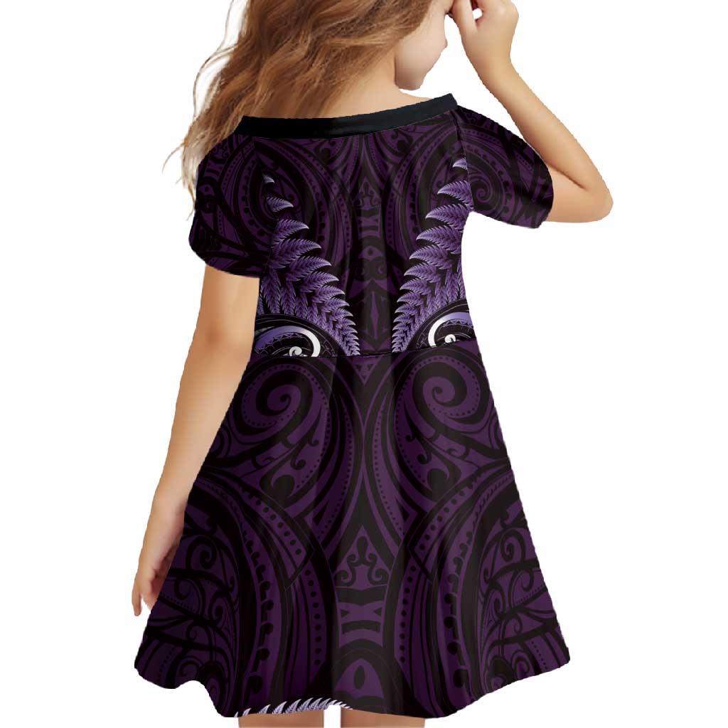 Aotearoa Pounamu Niho Family Matching Summer Maxi Dress and Hawaiian Shirt Silver Fern Mix Maori Pattern - Purple LT14 - Polynesian Pride