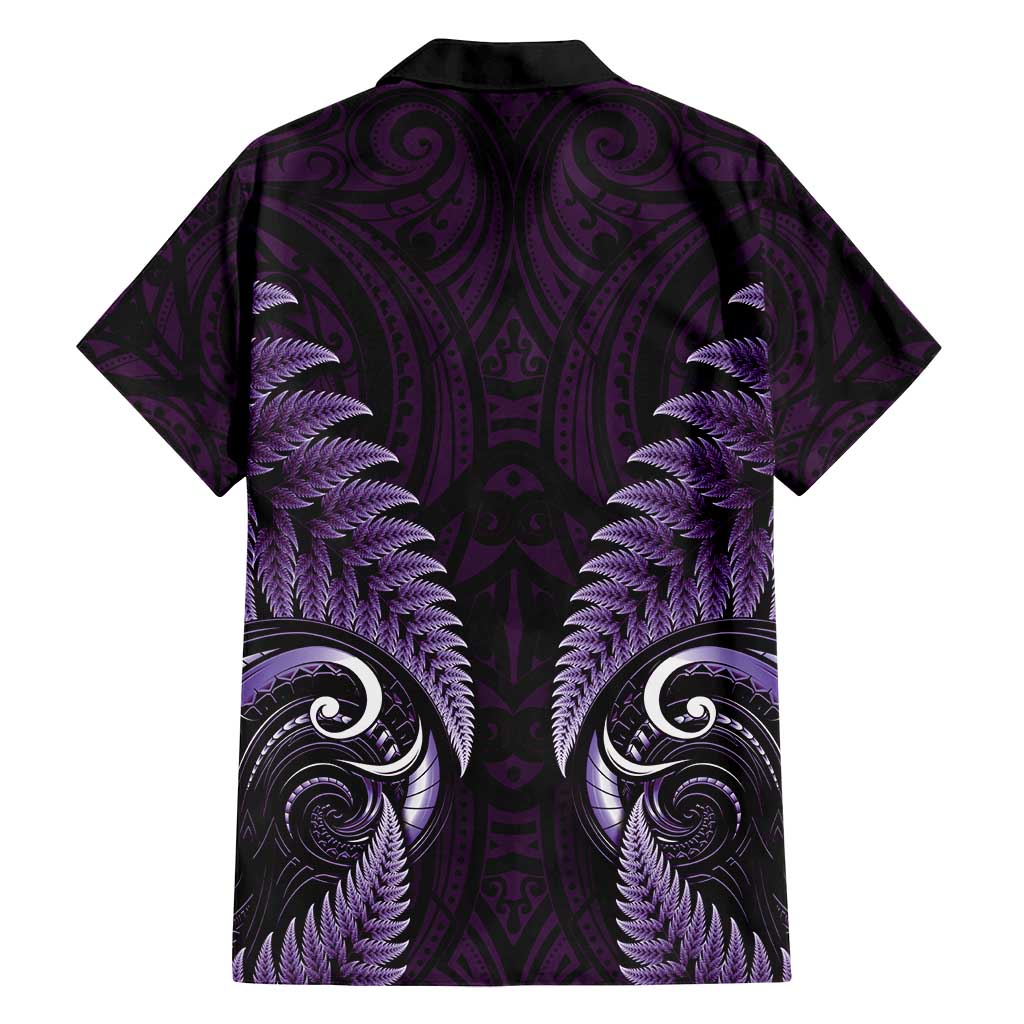 Aotearoa Pounamu Niho Family Matching Summer Maxi Dress and Hawaiian Shirt Silver Fern Mix Maori Pattern - Purple LT14 - Polynesian Pride