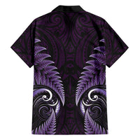 Aotearoa Pounamu Niho Family Matching Summer Maxi Dress and Hawaiian Shirt Silver Fern Mix Maori Pattern - Purple LT14 - Polynesian Pride