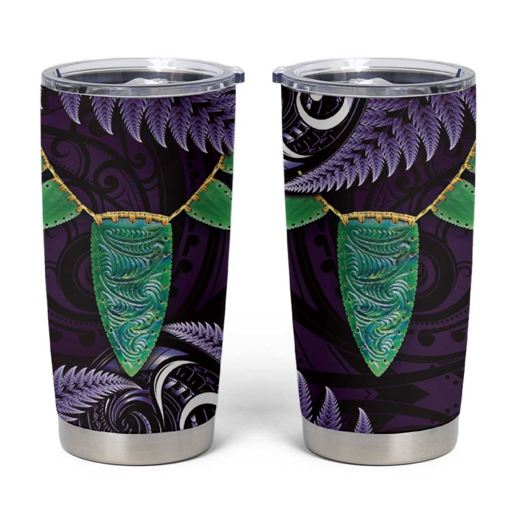 Aotearoa Pounamu Niho Tumbler Cup Silver Fern Mix Maori Pattern - Purple LT14 Purple - Polynesian Pride