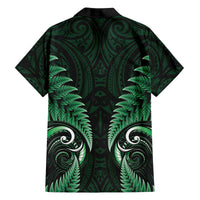 Aotearoa Pounamu Niho Family Matching Off The Shoulder Long Sleeve Dress and Hawaiian Shirt Silver Fern Mix Maori Pattern - Green LT14 - Polynesian Pride