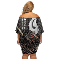 Aotearoa Hei Matau Family Matching Off Shoulder Short Dress and Hawaiian Shirt Haka Kiwi Mix Maori Mangopare LT14 - Polynesian Pride