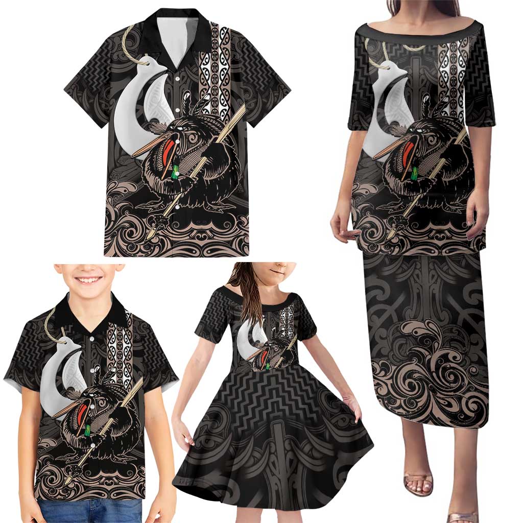 Aotearoa Hei Matau Family Matching Puletasi and Hawaiian Shirt Haka Kiwi Mix Maori Mangopare LT14 - Polynesian Pride