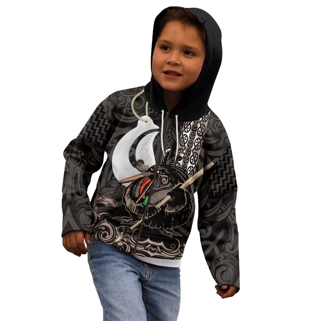 Aotearoa Hei Matau Kid Hoodie Haka Kiwi Mix Maori Mangopare
