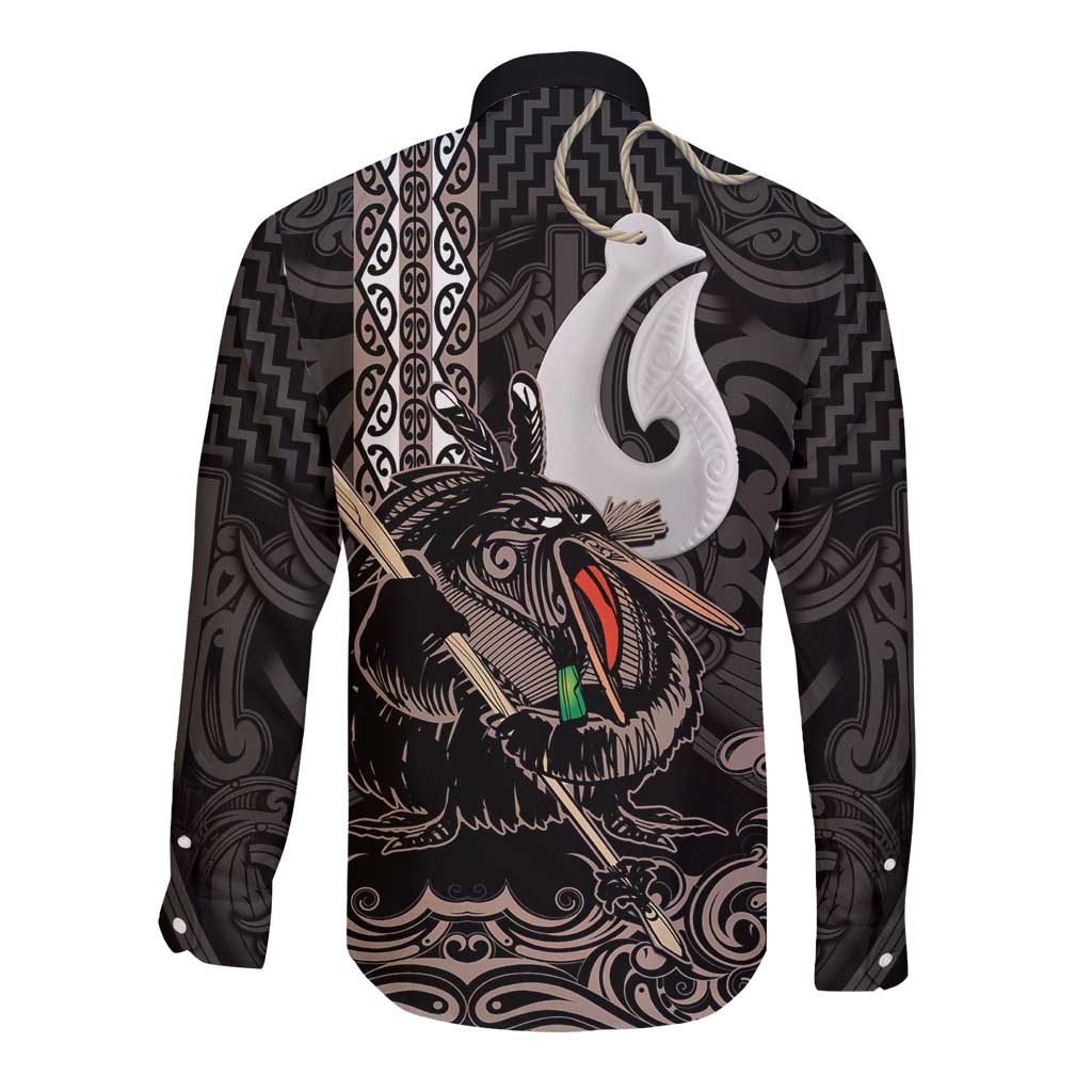 Aotearoa Hei Matau Long Sleeve Button Shirt Haka Kiwi Mix Maori Mangopare LT14 - Polynesian Pride