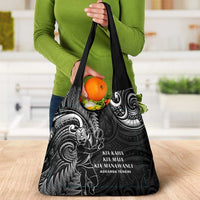 New Zealand Tiki Tennis Grocery Bag Aotearoa Tenehi Maori Silver Fern - Black LT14 - Polynesian Pride