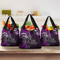 New Zealand Tiki Tennis Grocery Bag Aotearoa Tenehi Maori Silver Fern - Purple LT14 3-pack One Size Purple - Polynesian Pride