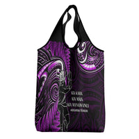 New Zealand Tiki Tennis Grocery Bag Aotearoa Tenehi Maori Silver Fern - Purple LT14 - Polynesian Pride