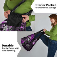 New Zealand Tiki Tennis Grocery Bag Aotearoa Tenehi Maori Silver Fern - Purple LT14 - Polynesian Pride