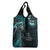 New Zealand Tiki Tennis Grocery Bag Aotearoa Tenehi Maori Silver Fern - Turquoise