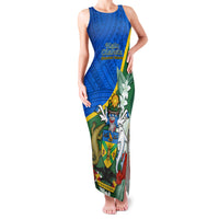 Personalised Halo Olaketa Solomon Islands Family Matching Tank Maxi Dress and Hawaiian Shirt Coat Of Arms With Tropical Flowers Flag Style LT14 Mom's Dress Green - Polynesian Pride