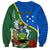 Personalised Halo Olaketa Solomon Islands Sweatshirt Coat Of Arms With Tropical Flowers Flag Style LT14 - Polynesian Pride