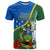 Personalised Halo Olaketa Solomon Islands T Shirt Coat Of Arms With Tropical Flowers Flag Style LT14 Green - Polynesian Pride
