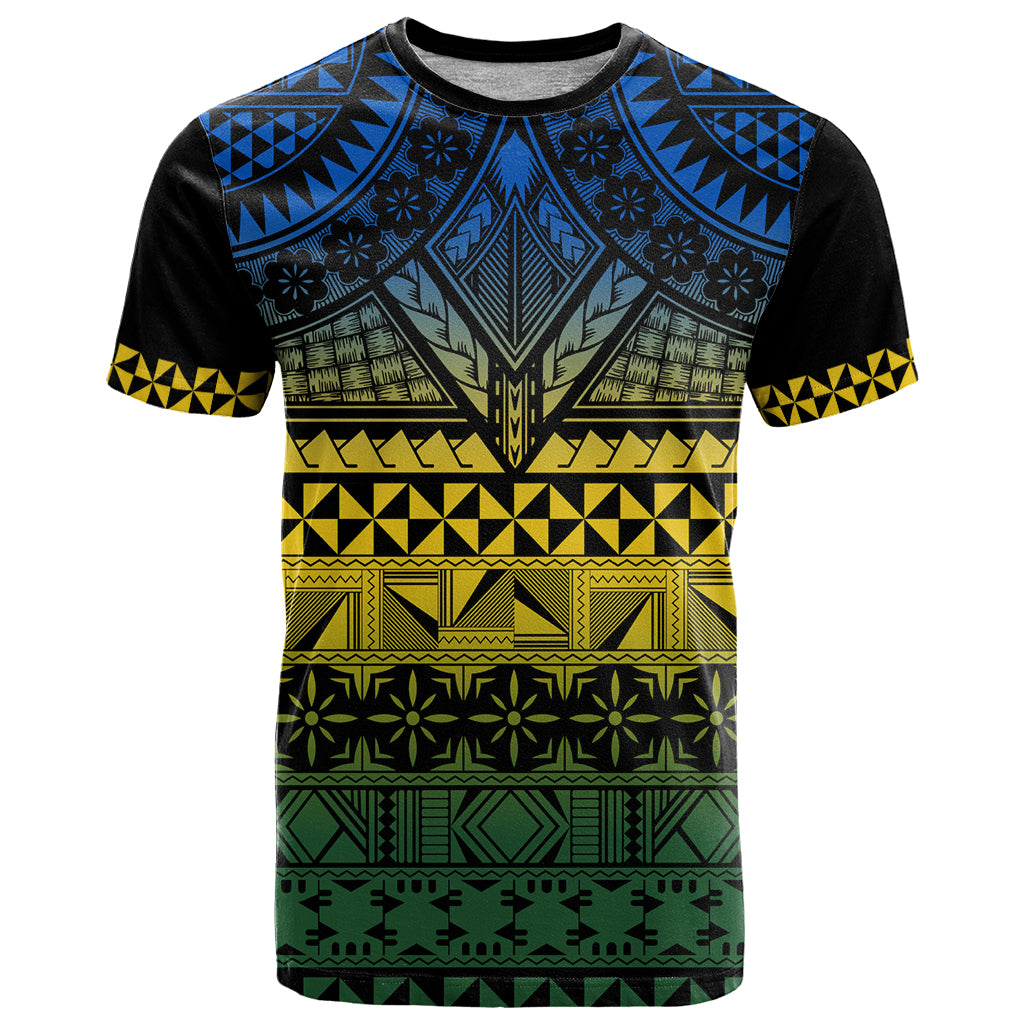 Halo Olaketa Solomon Islands T Shirt Melanesian Tribal Pattern Gradient Version LT14 Black - Polynesian Pride