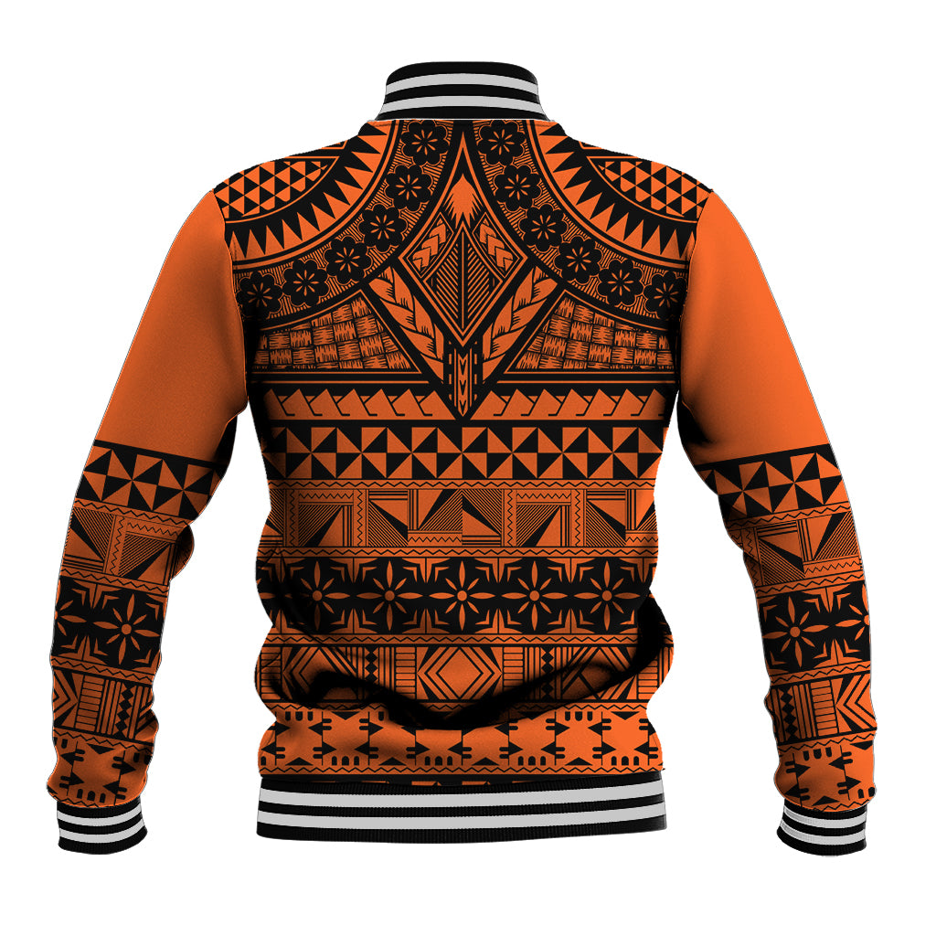 Halo Olaketa Solomon Islands Baseball Jacket Melanesian Tribal Pattern Orange Version LT14 - Polynesian Pride