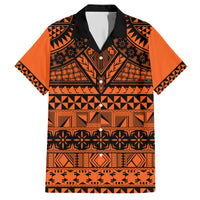 Halo Olaketa Solomon Islands Family Matching Short Sleeve Bodycon Dress and Hawaiian Shirt Melanesian Tribal Pattern Orange Version LT14 Dad's Shirt - Short Sleeve Orange - Polynesian Pride