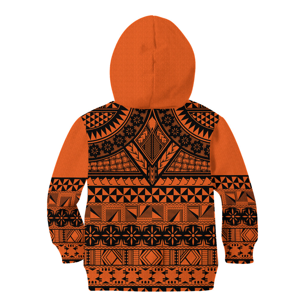 Halo Olaketa Solomon Islands Kid Hoodie Melanesian Tribal Pattern Orange Version LT14 - Polynesian Pride