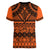 Halo Olaketa Solomon Islands Women V Neck T Shirt Melanesian Tribal Pattern Orange Version LT14 - Polynesian Pride
