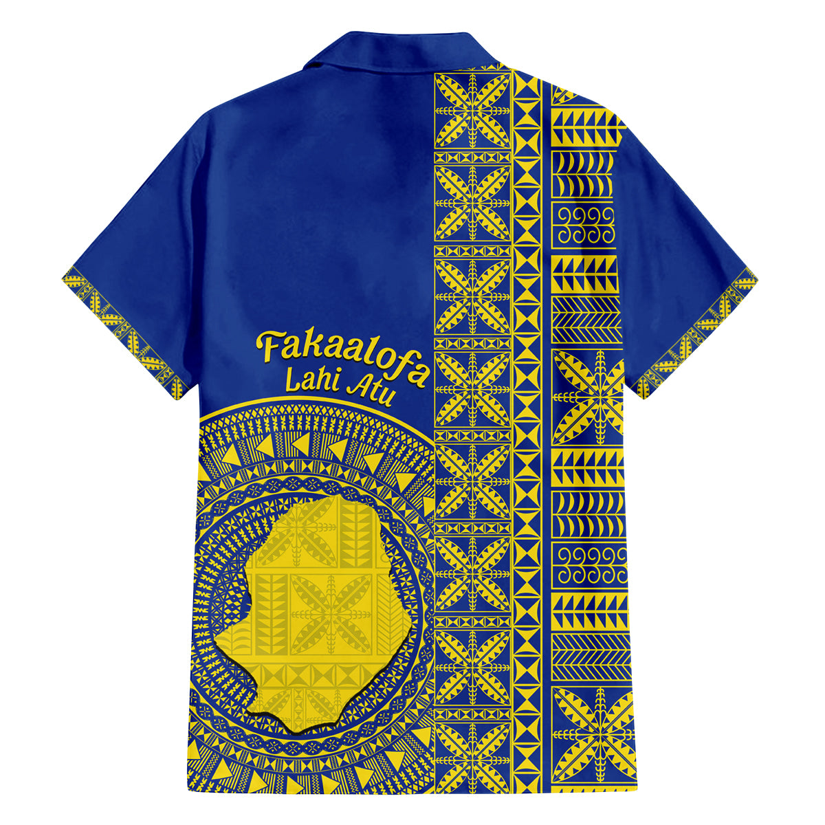 Fakaalofa Lahi Atu Niue Family Matching Off Shoulder Maxi Dress and Hawaiian Shirt Niuean Map With Hiapo Pattern Blue Version LT14 - Polynesian Pride